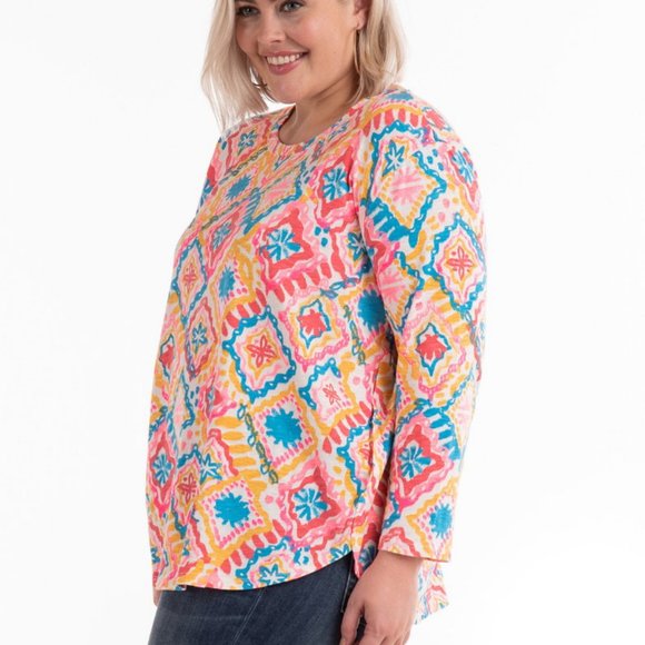 FRESH PRODUCE Marrakesh Catalina Top 3/4 Sleeve Cotton tunic NWT - Picture 2 of 4